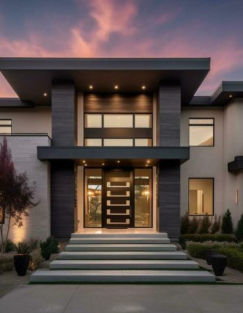 ai-generative-exterior-of-modern-luxury-house-with-garden-and-beautiful-sky-free-photo